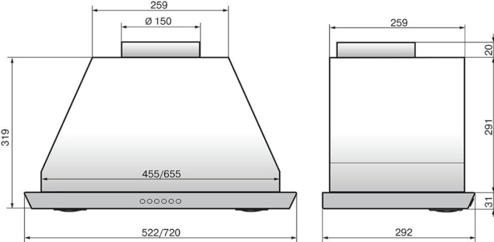 Вытяжка Elikor Врезной блок S4 72Н-700-Э4Д нерж