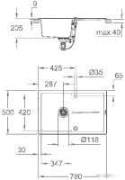 Кухонная мойка Grohe K400 50-C 78/50 1.0 31639AP0 (черный гранит)