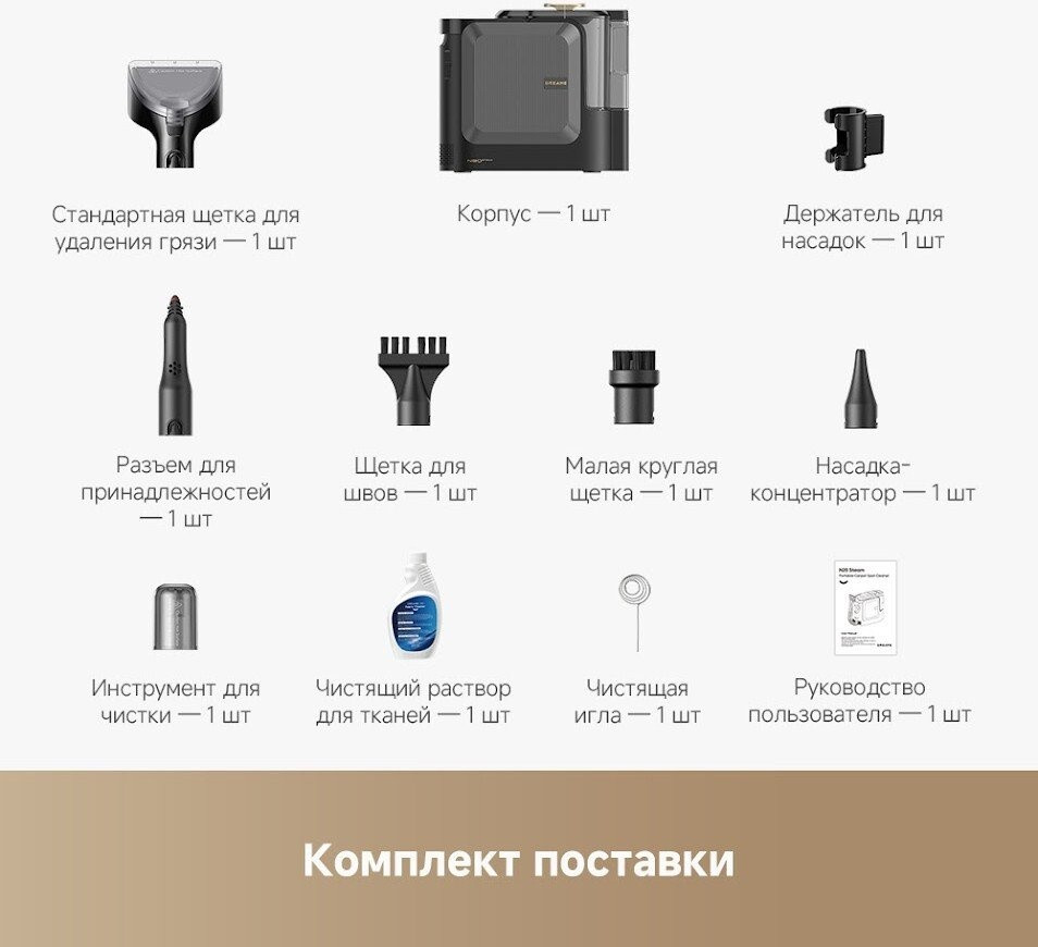 Пылесос Dreame Portable Carpet Spot Cleaner N20 Steam HNR27A (евровилка, черный)