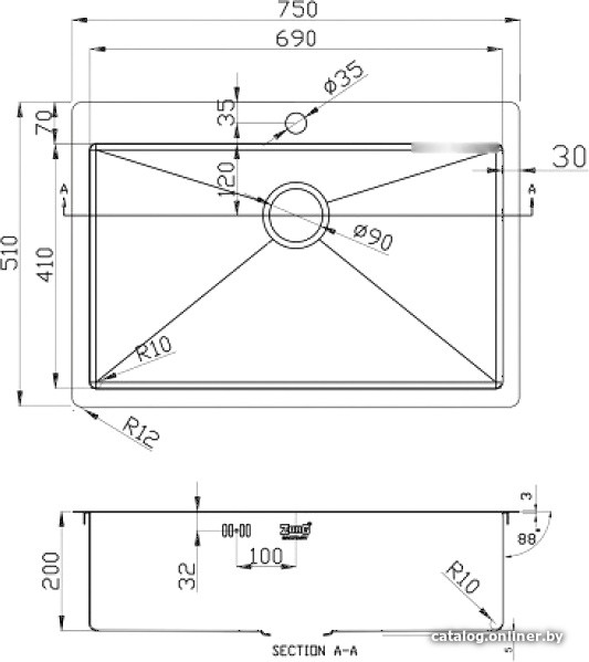 Кухонная мойка Zorg R-7551