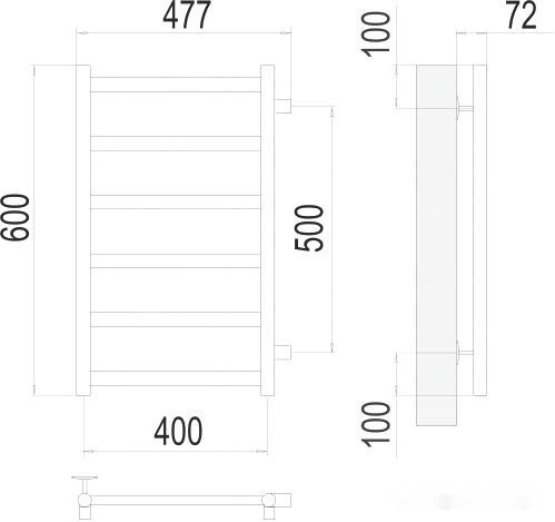 Полотенцесушитель Terminus Аврора П6 400x600 нп (хром)