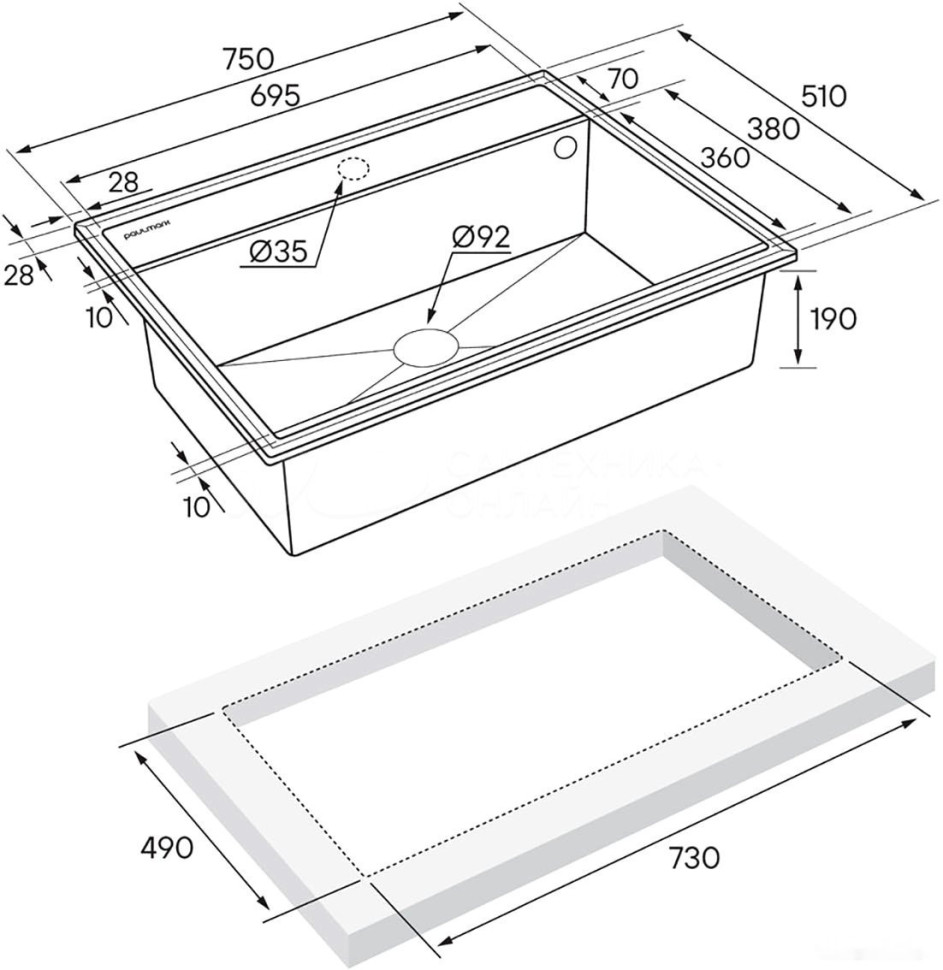 Кухонная мойка Paulmark Stepia-750 PM117551-BLM (черный металлик)