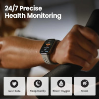 Умные часы Amazfit Bip 6 (серебристый, с серым силиконовым ремешком)