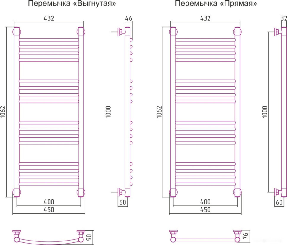 Полотенцесушитель Сунержа Богема+ 1000x400 00-0220-1040