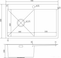 Кухонная мойка Mixline Pro 551877 левый (сатин, с сифоном)
