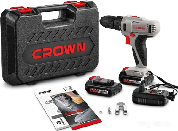 Дрель-шуруповерт Crown CT21052LH-1.5 BMC (с 2-мя АКБ, кейс)