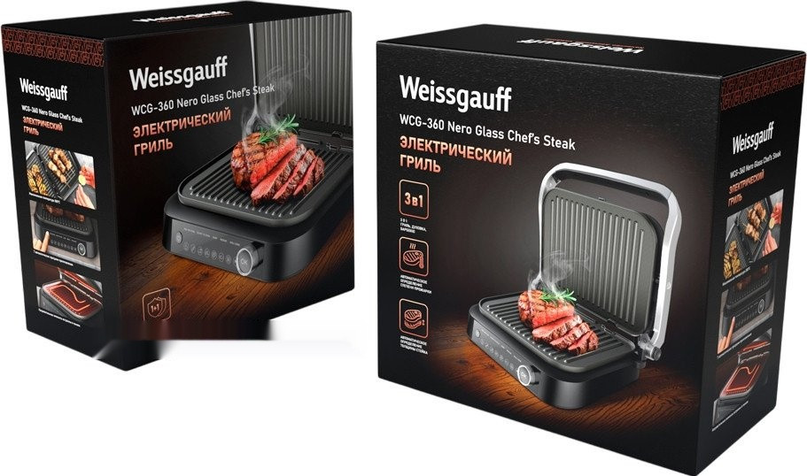Электрогриль Weissgauff WCG-360 Nero Glass Chef’s Steak