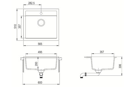 Кухонная мойка AquaSanita Quadro SQQ 100 601 W black metallic