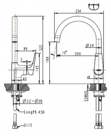 Смеситель Bravat Vega F7119177CP-3