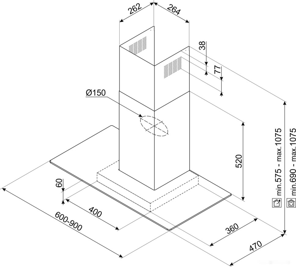 Вытяжка Smeg KBT900VE