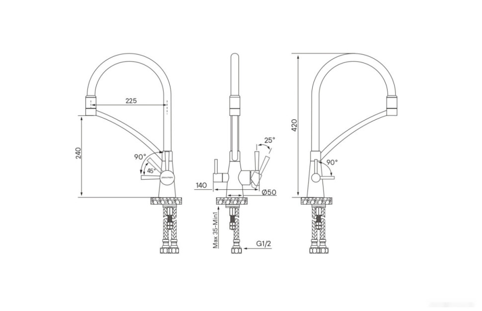 Смеситель Paulmark Siegen SI213111-BRW (бронза/белый)
