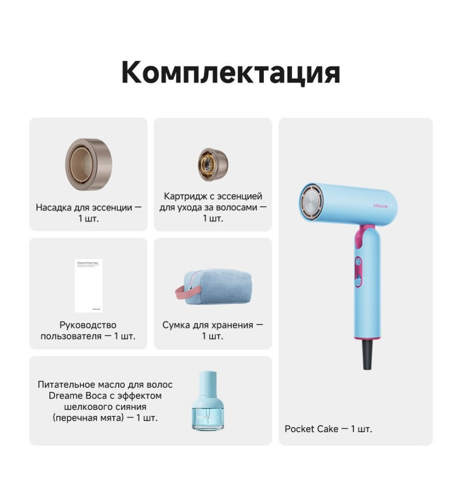 Фен Dreame Hair Dryer Pocket Cake Blue AHD51 (голубой)