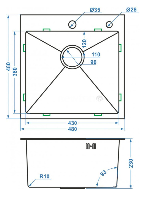 Кухонная мойка Avina HM4848 (нержавеющая сталь)
