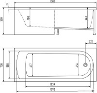 Экран для ванной Alex Baitler 150x58 PF1558H
