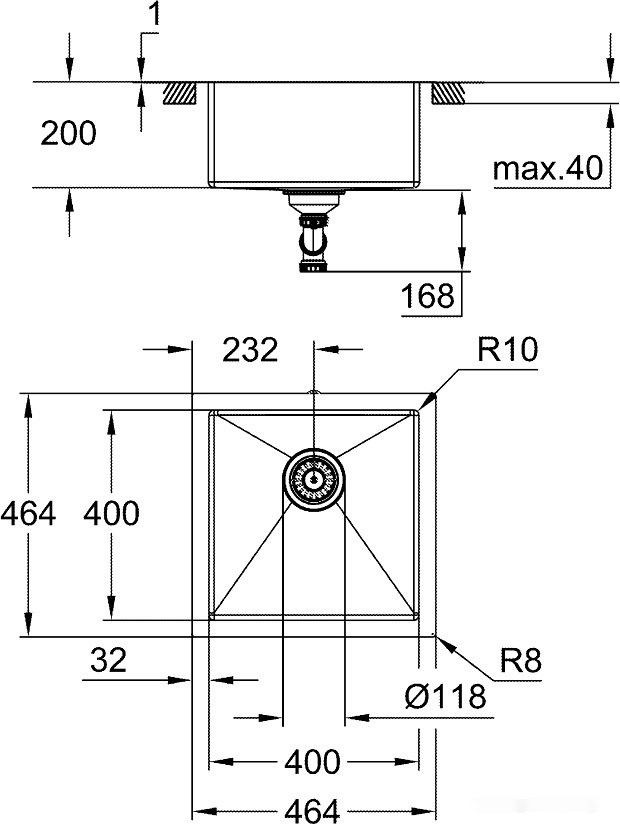 Кухонная мойка Grohe K700 45-S 46,4/46,4 1.0 31578SD1