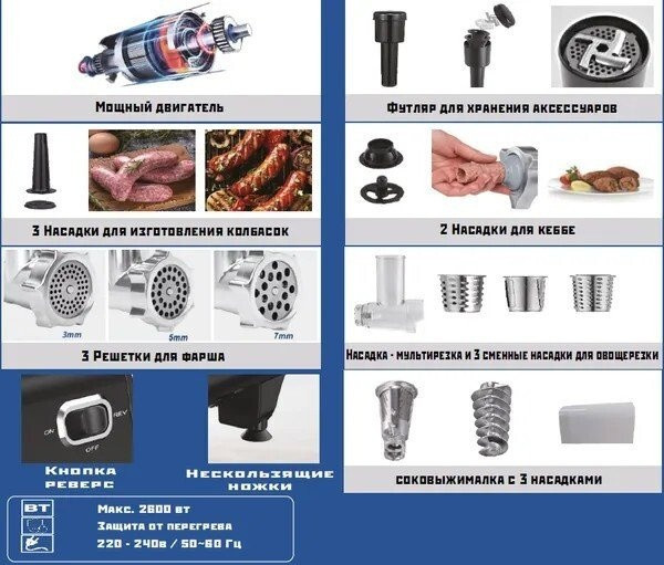 Мясорубка RENOVA MG260-R1BP