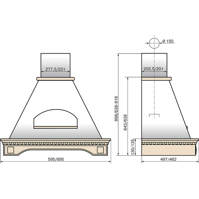Вытяжка Elikor Бельведер Флореале 60П-650-П3Д (бежевый/дуб неокрашенный)