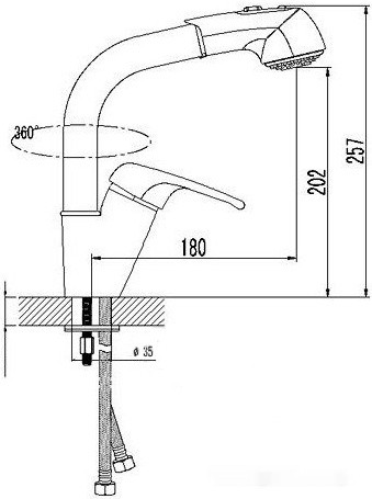 Смеситель Polygran Высокая лейка (белый 26)