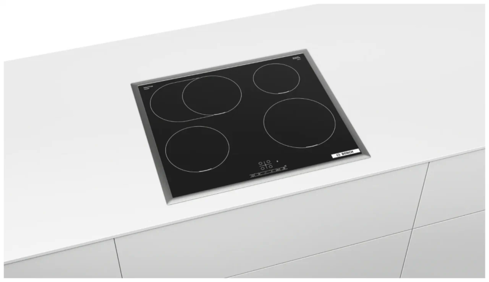 Индукционная варочная панель Bosch PIF645BB5E, цвет панели черный, цвет рамки серебристый