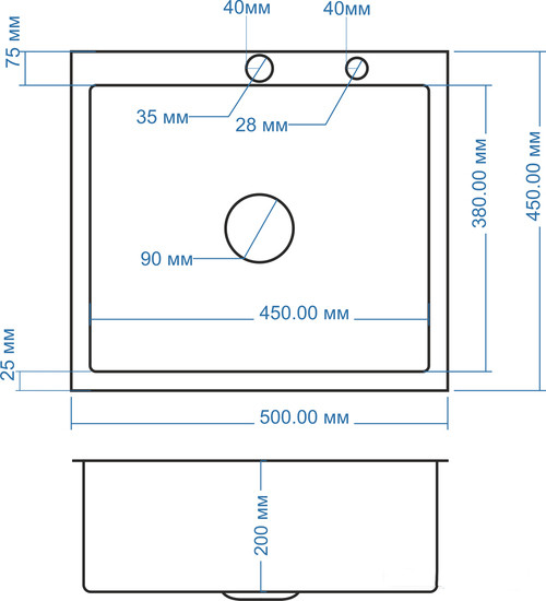 Кухонная мойка Avina HM5045 PVD (графит)