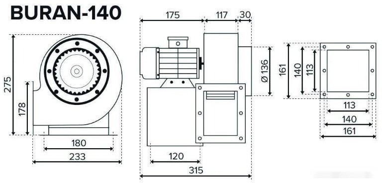 Радиальный вентилятор ERA Pro Buran 140 2K M L