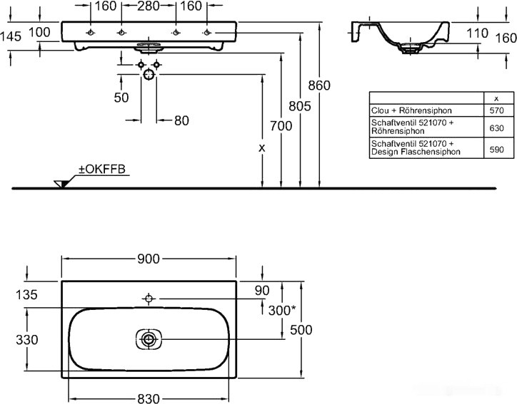Умывальник Keramag Citterio 90x50 [123590000]