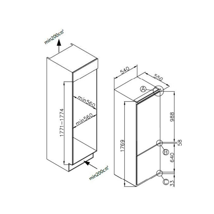 Встраиваемый холодильник Maunfeld MBF177SWGR