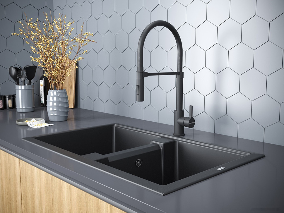 Смеситель Paulmark Halt HA214021-NI (черный/никель)