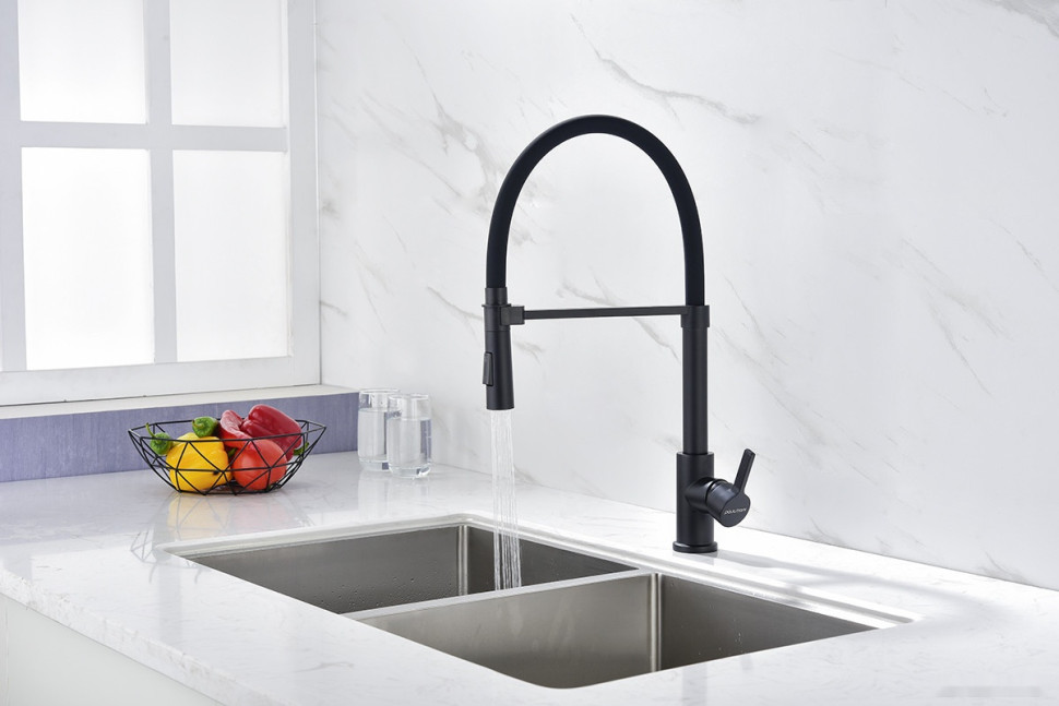 Смеситель Paulmark Halt HA214021-NI (черный/никель)