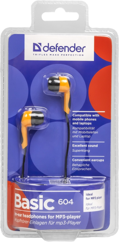 Наушники Defender Basic 604 (Black + orange)