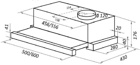 Вытяжка HOMSair Flat 60 (нержавеющая сталь)