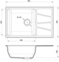 Кухонная мойка GranFest GF-V-780L (топаз)