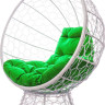 Кресло M-Group Кокос на подставке 11590104 (белый ротанг/зеленая подушка)