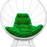 Кресло M-Group Кокос на подставке 11590104 (белый ротанг/зеленая подушка)