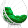 Кресло M-Group Кокос на подставке 11590104 (белый ротанг/зеленая подушка)