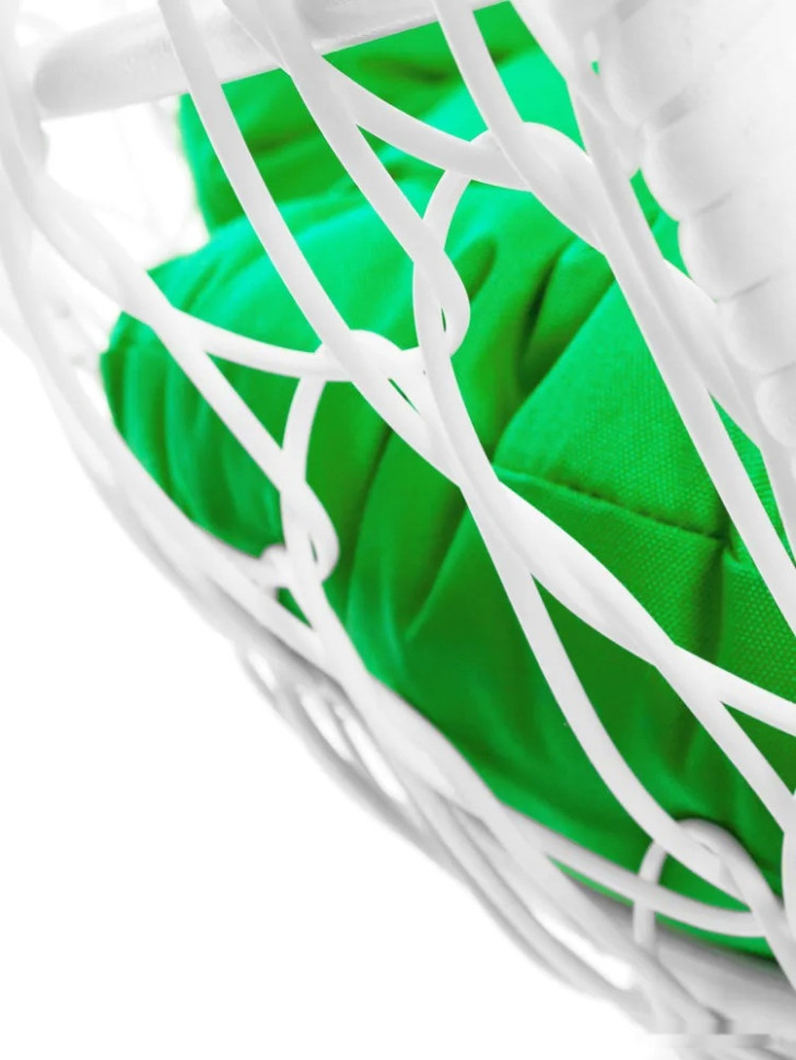 Кресло M-Group Кокос на подставке 11590104 (белый ротанг/зеленая подушка)