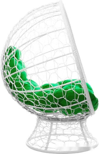 Кресло M-Group Кокос на подставке 11590104 (белый ротанг/зеленая подушка)