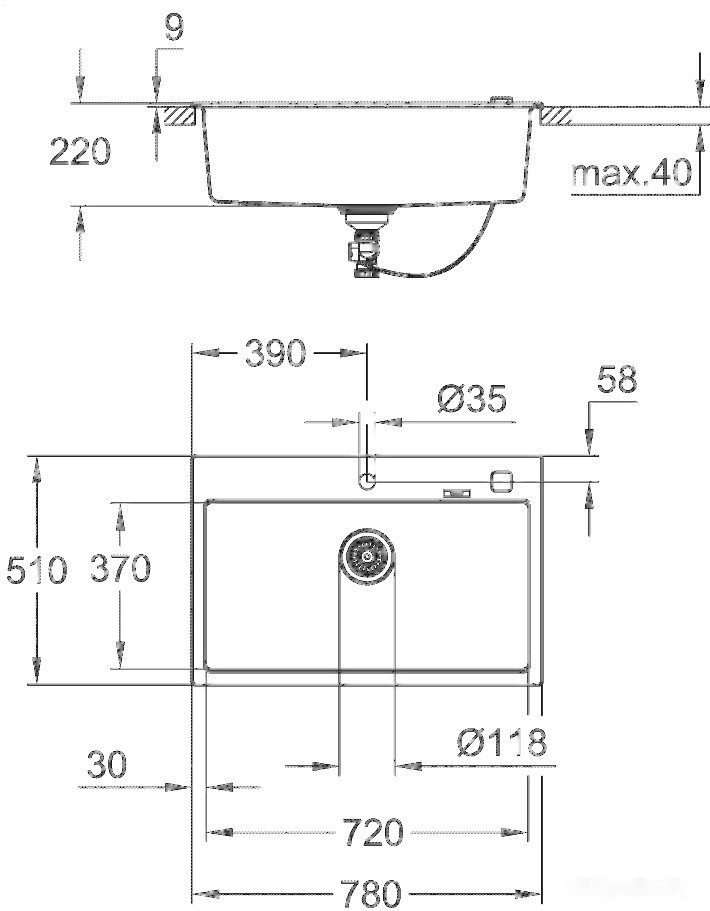 Кухонная мойка Grohe K700 80-C 78/51 1.0 31652AP0 (черный гранит)