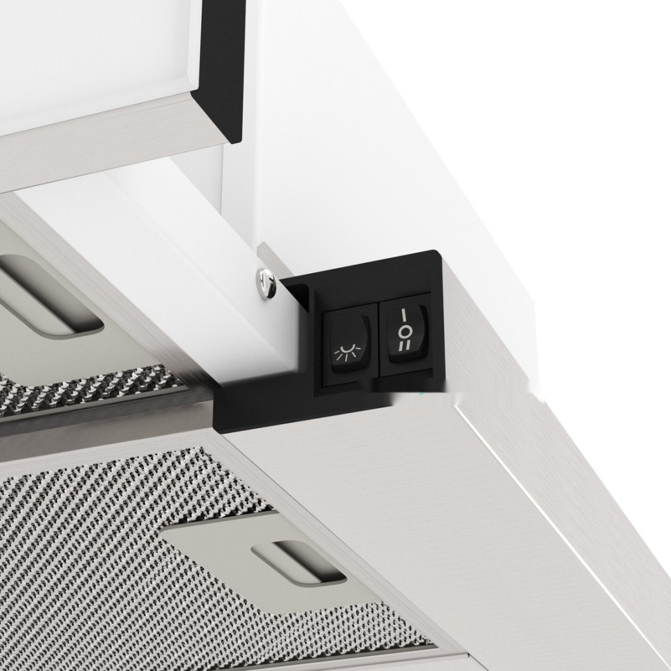 Вытяжка Elikor Интегра Glass 60Н-400-В2Д (нержавеющая сталь/белое стекло) (940981)