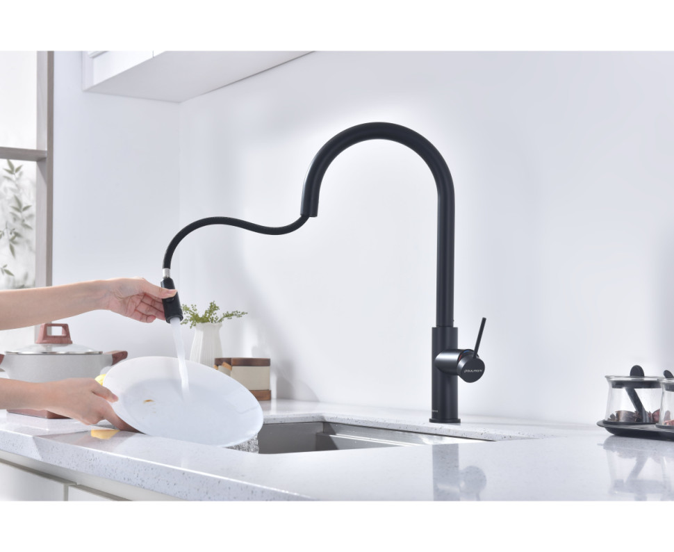 Смеситель Paulmark Galant Ga213077-GM (черный/вороненая сталь)