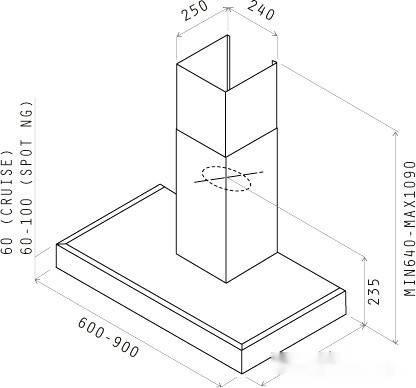 Вытяжка Elica SPOT NG H6 IX/A/90