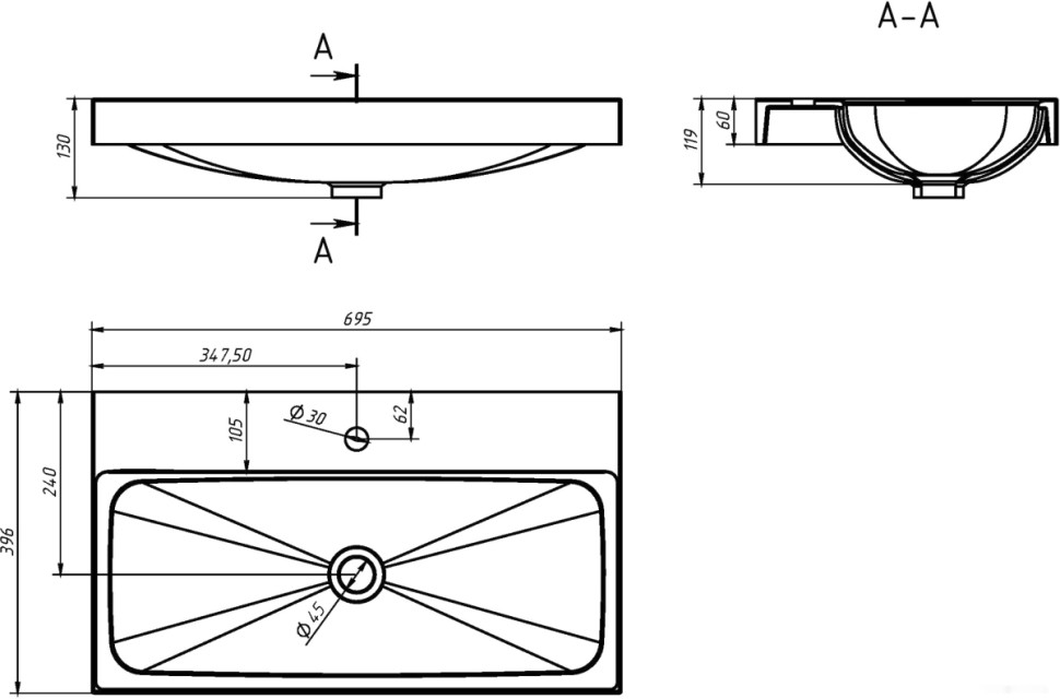 Умывальник Belux Париж ПА-700
