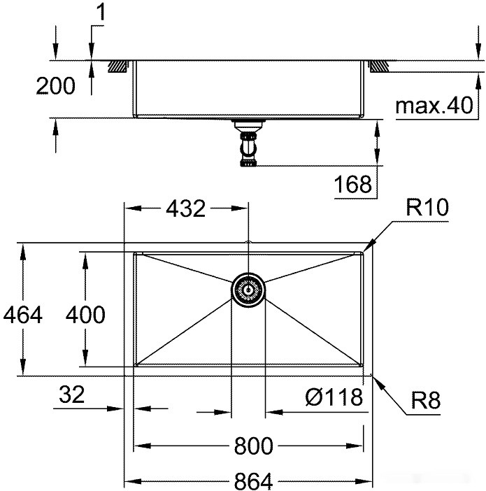Кухонная мойка Grohe K700 90-S 86,4/46,4 1.0 31580SD1