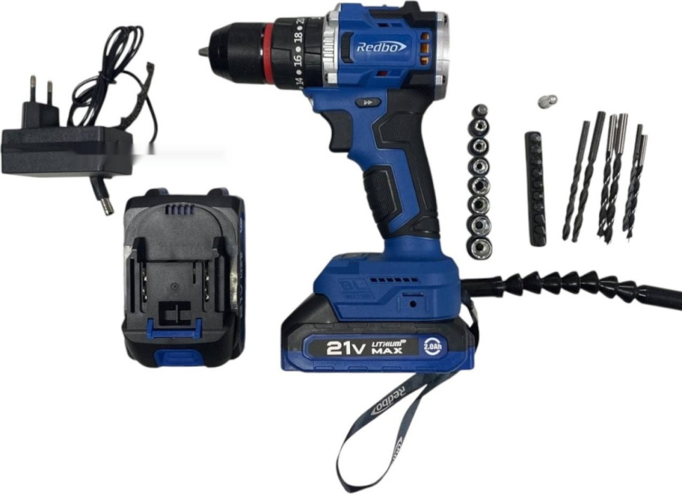 Ударная дрель-шуруповерт Redbo OAD-21PBL (с 2-мя АКБ, кейс)