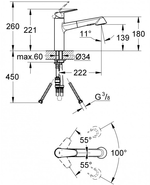 Смеситель Grohe Eurodisc Cosmopolitan 32257002
