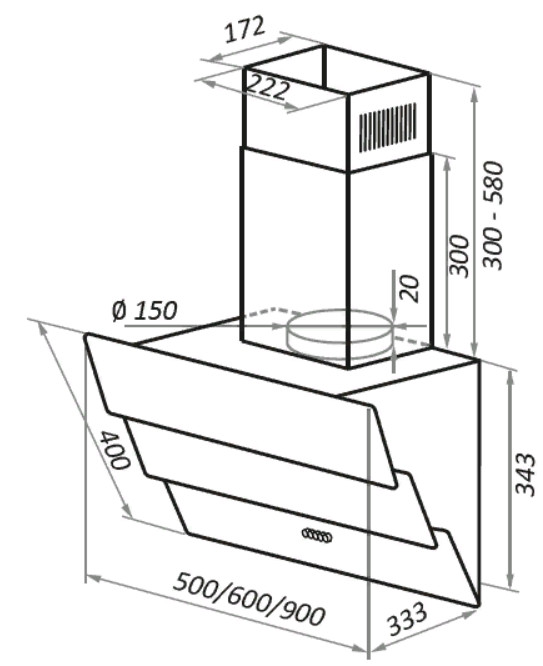 Вытяжка Maunfeld Cascada Push 50 (черный)