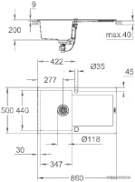 Кухонная мойка Grohe K500 50-C 86/50 1.0 31644AP0 (черный гранит)