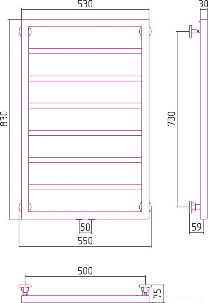 Полотенцесушитель Сунержа Канцлер 800x500 00-0254-8050