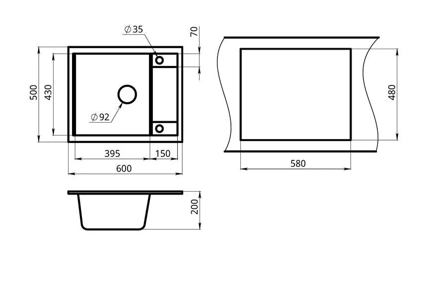 Кухонная мойка Granula 6002 (Чёрный)