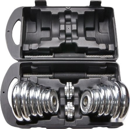 Набор гантелей Ametist хромированные в чемодане 20 кг